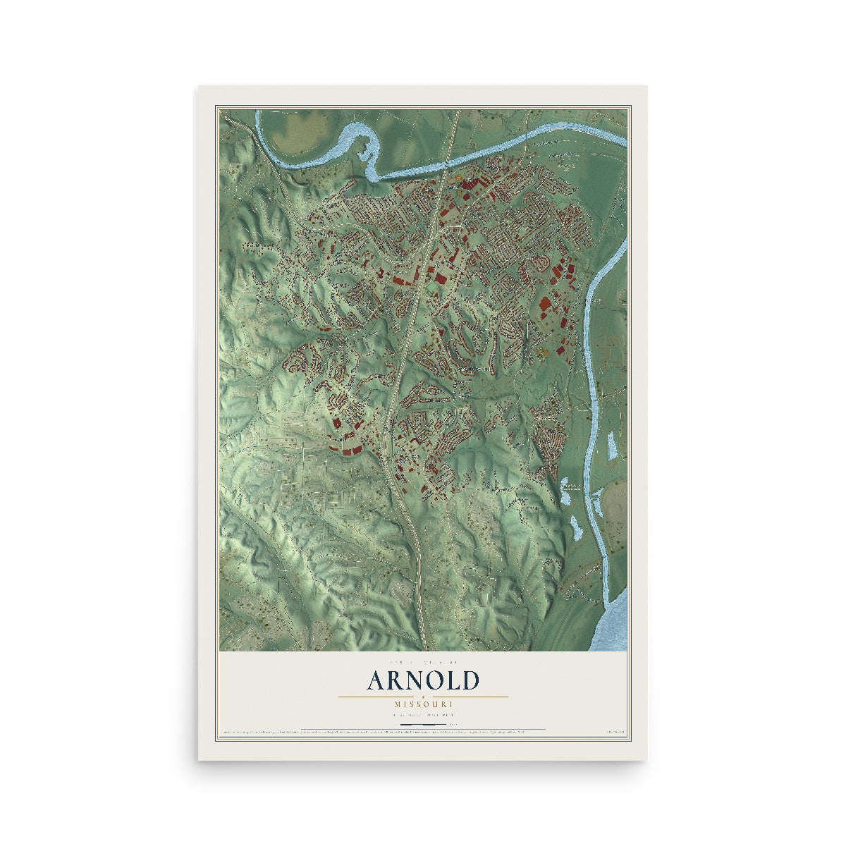Map of Arnold, Missouri, 12 x 18 inch unframed archival matte print