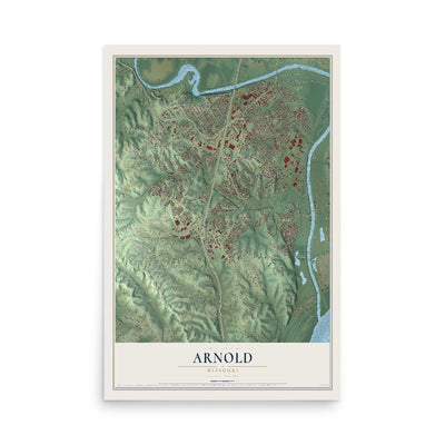 Map of Arnold, Missouri, 12 x 18 inch unframed archival matte print
