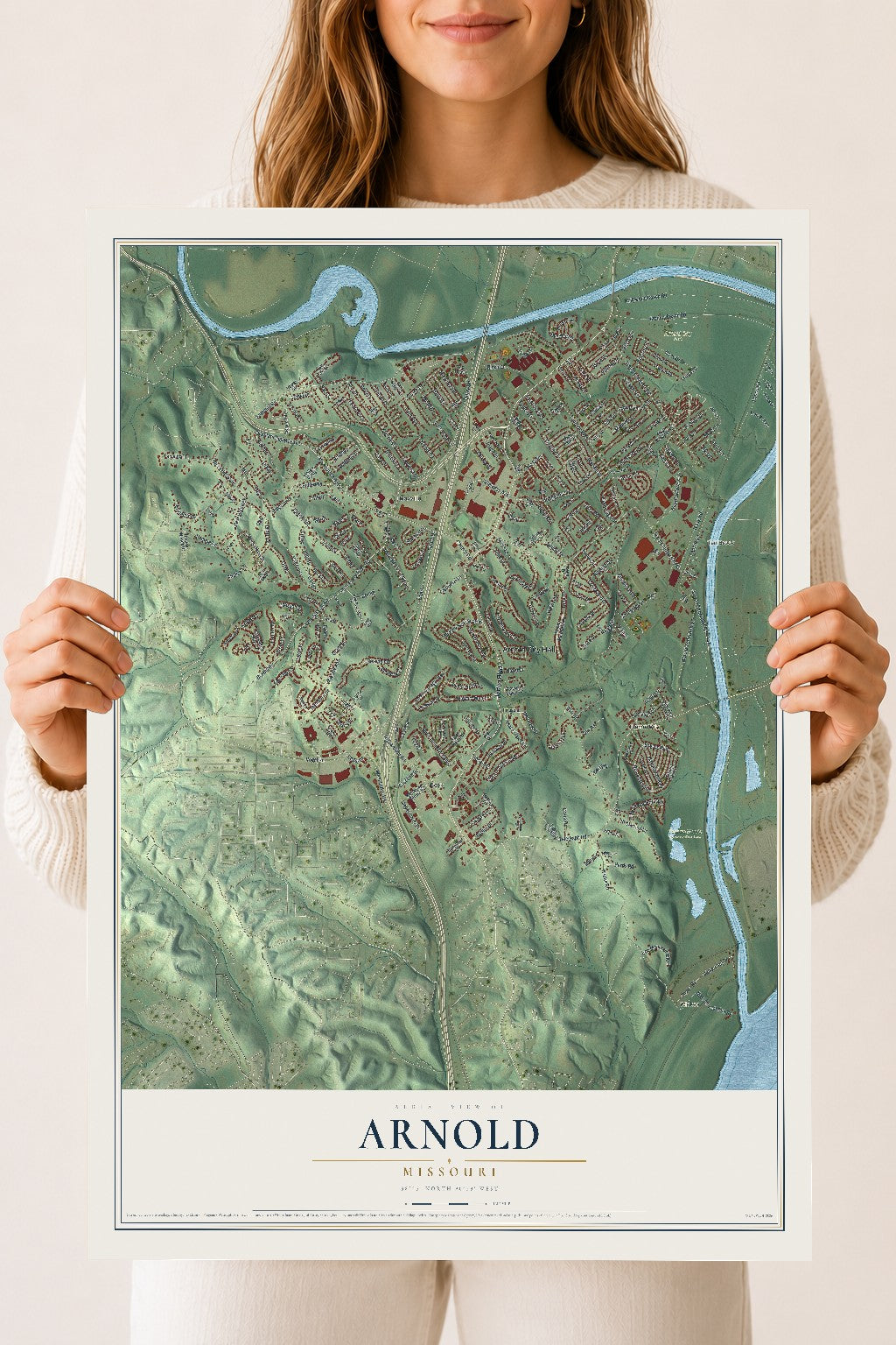 Map of Arnold, Missouri, 18 x 24 inch unframed archival matte print