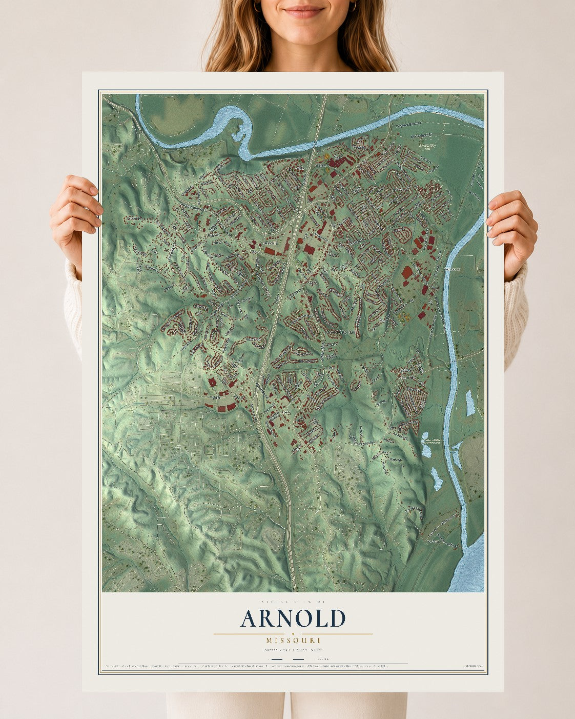 Map of Arnold, Missouri, 24 x 36 inch unframed archival matte print