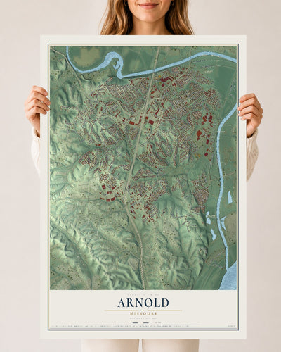 Map of Arnold, Missouri, 24 x 36 inch unframed archival matte print