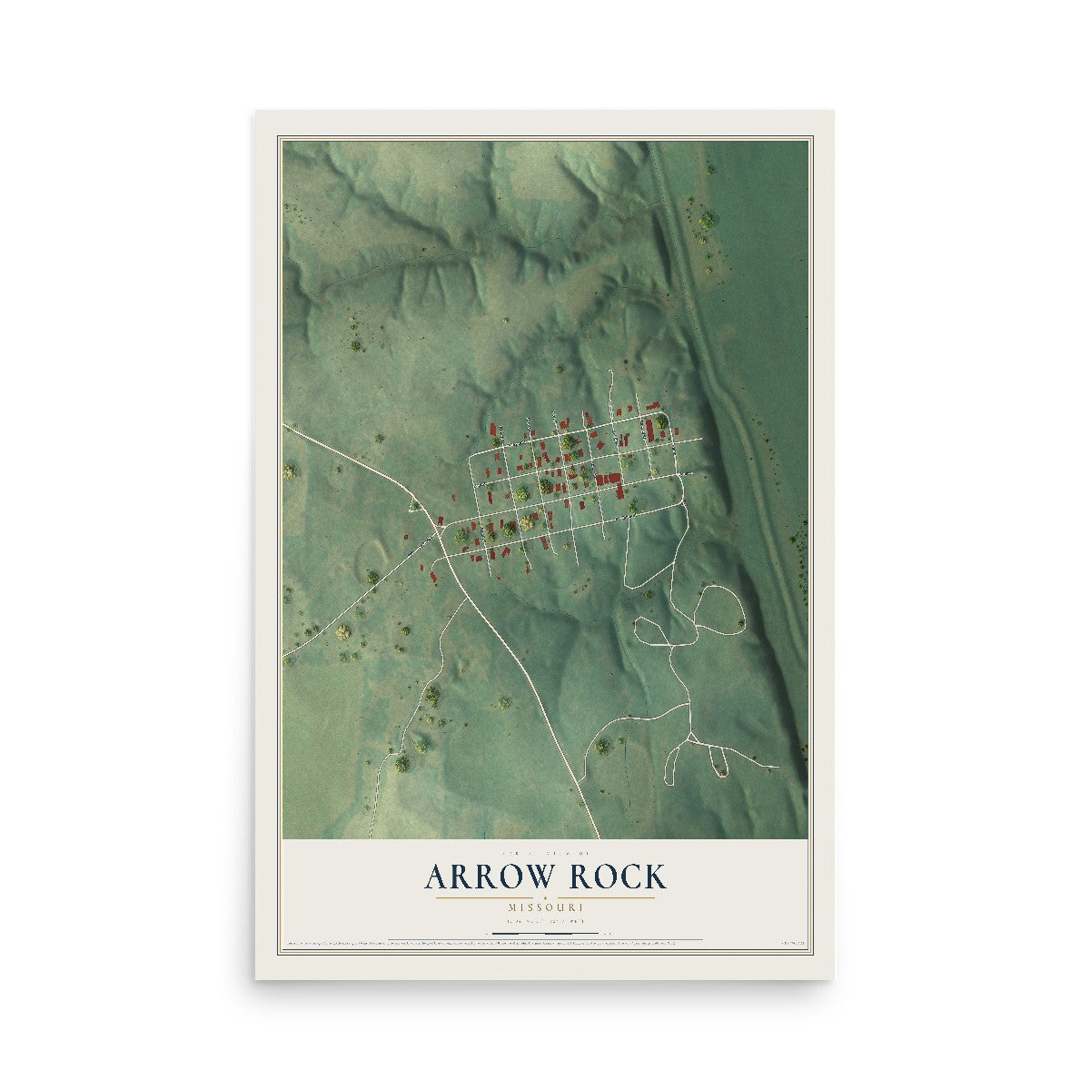Map of Arrow Rock, Missouri, 12 x 18 inch unframed archival matte print