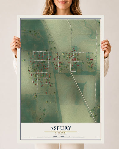 Map of Asbury, Missouri, 24 x 36 inch unframed archival matte print