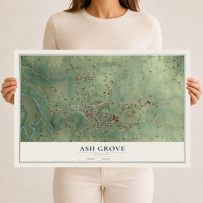 Map of Ash Grove, Missouri, 12 x 18 inch unframed archival matte print