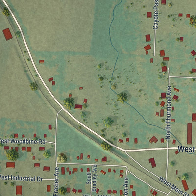 Second close-up of the map of Ash Grove, Missouri print showing more streets and buildings