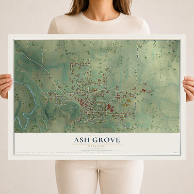Map of Ash Grove, Missouri, 18 x 24 inch unframed archival matte print