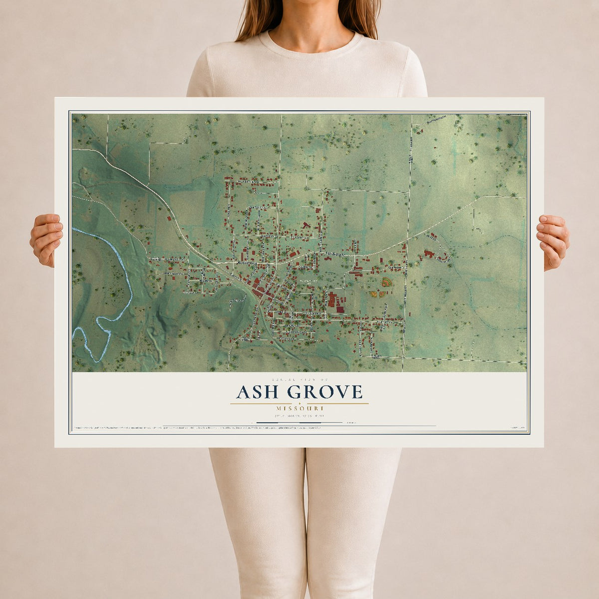 Map of Ash Grove, Missouri, 24 x 36 inch unframed archival matte print