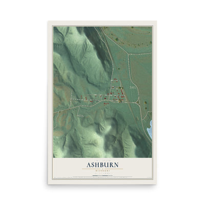 Map of Ashburn, Missouri, 12 x 18 inch unframed archival matte print