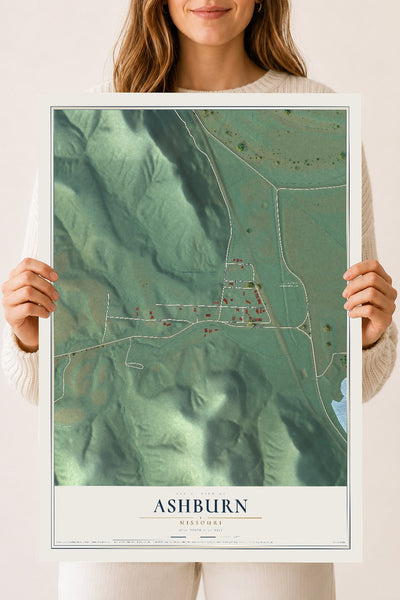 Map of Ashburn, Missouri, 18 x 24 inch unframed archival matte print