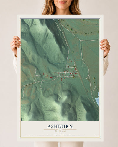 Map of Ashburn, Missouri, 24 x 36 inch unframed archival matte print