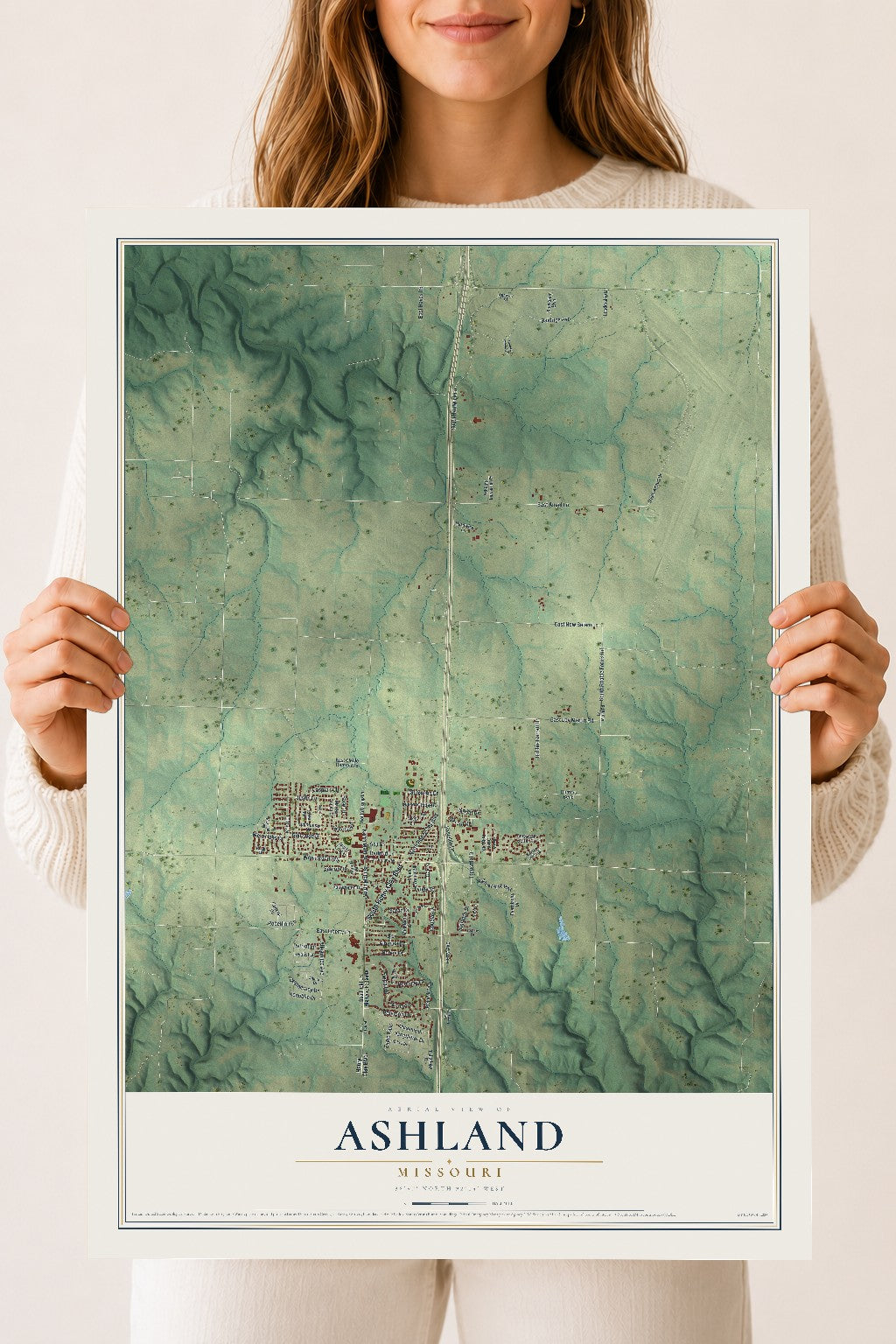 Map of Ashland, Missouri, 18 x 24 inch unframed archival matte print