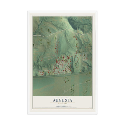 Map of Augusta, Missouri, 12 x 18 inch print in a white wood frame