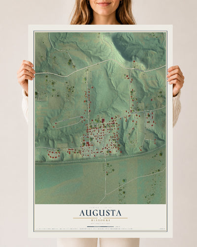 Map of Augusta, Missouri, 24 x 36 inch unframed archival matte print
