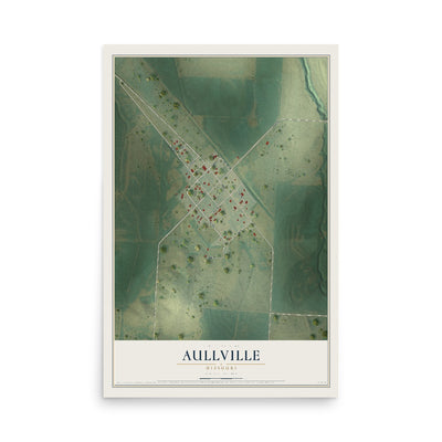 Map of Aullville, Missouri, 12 x 18 inch unframed archival matte print