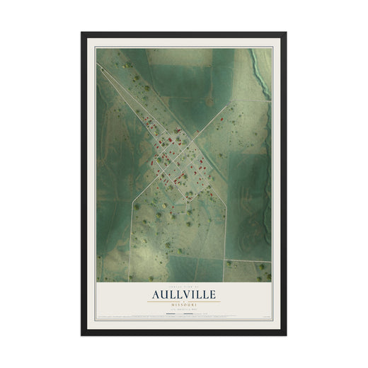 Map of Aullville, Missouri, 12 x 18 inch print in a black wood frame