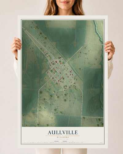 Map of Aullville, Missouri, 24 x 36 inch unframed archival matte print
