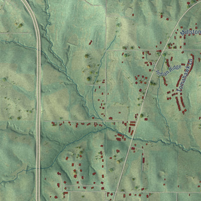 Close-up of the map of Avenue City, Missouri print showing street and building detail