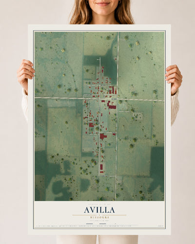 Map of Avilla, Missouri, 24 x 36 inch unframed archival matte print