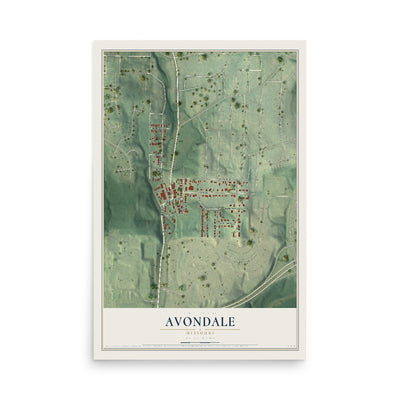 Map of Avondale, Missouri, 12 x 18 inch unframed archival matte print