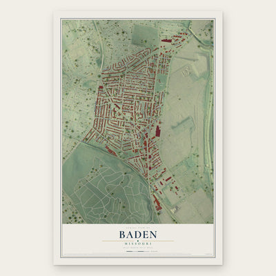 Baden, Missouri map print, the full design