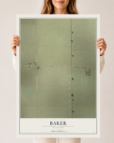 Map of Baker, Missouri, 24 x 36 inch unframed archival matte print