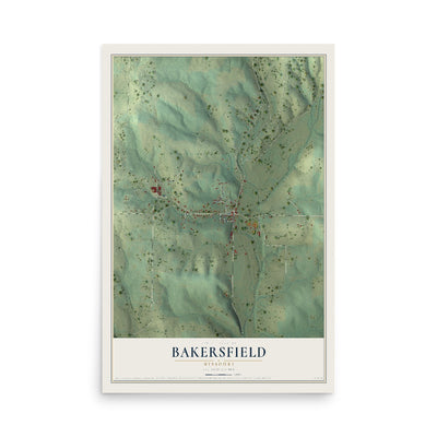 Map of Bakersfield, Missouri, 12 x 18 inch unframed archival matte print