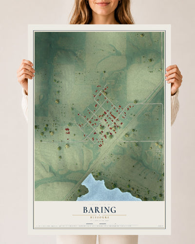 Map of Baring, Missouri, 24 x 36 inch unframed archival matte print