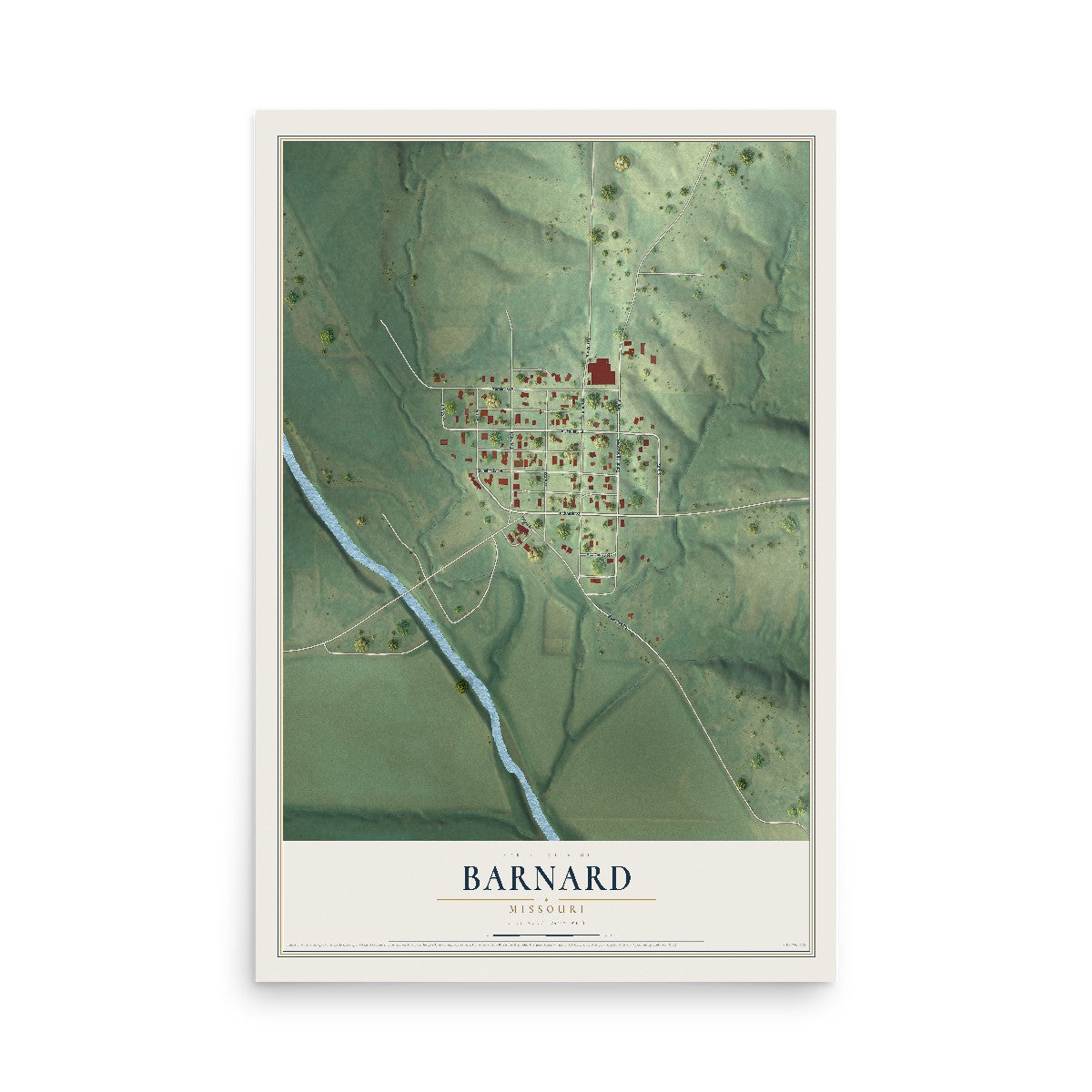 Map of Barnard, Missouri, 12 x 18 inch unframed archival matte print