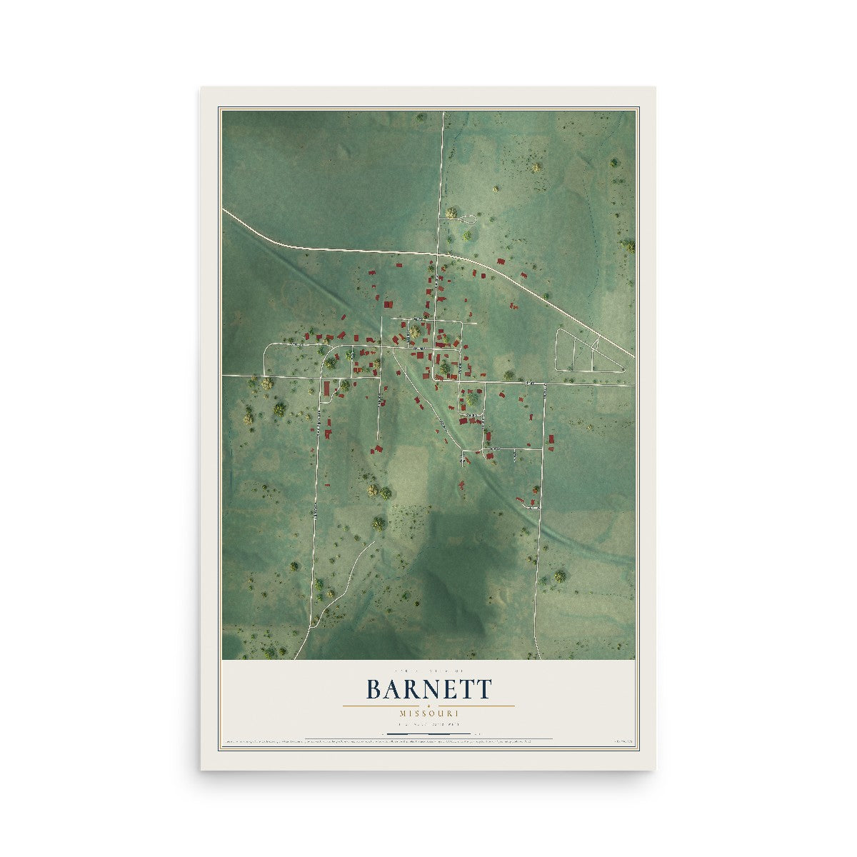 Map of Barnett, Missouri, 12 x 18 inch unframed archival matte print