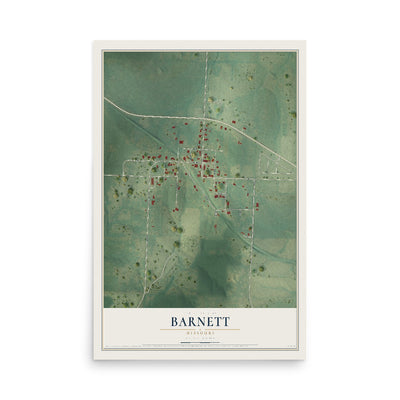 Map of Barnett, Missouri, 12 x 18 inch unframed archival matte print
