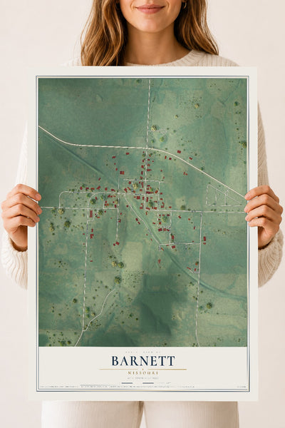 Map of Barnett, Missouri, 18 x 24 inch unframed archival matte print