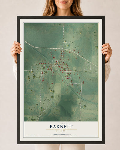 Map of Barnett, Missouri, 24 x 36 inch print in a black wood frame