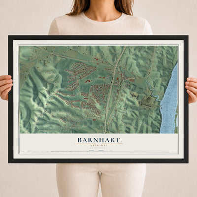 Map of Barnhart, Missouri, 18 x 24 inch print in a black wood frame