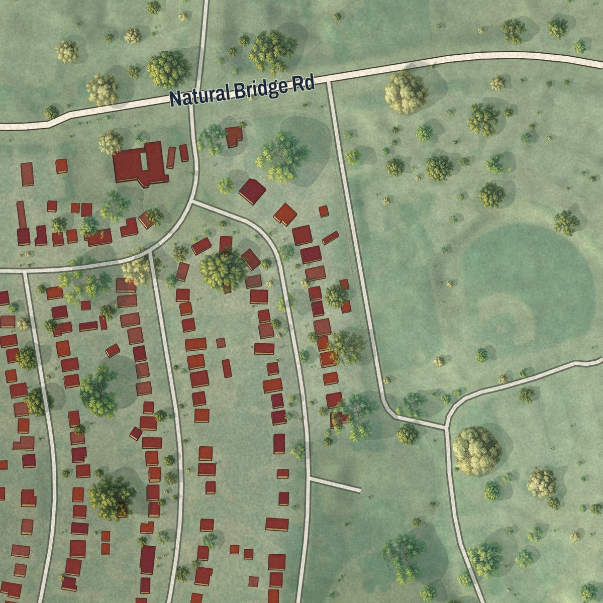 Second close-up of the map of Bel-Nor, Missouri print showing more streets and buildings