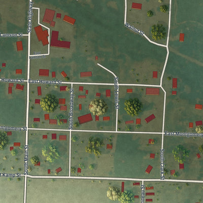 Second close-up of the map of Bellflower, Missouri print showing more streets and buildings