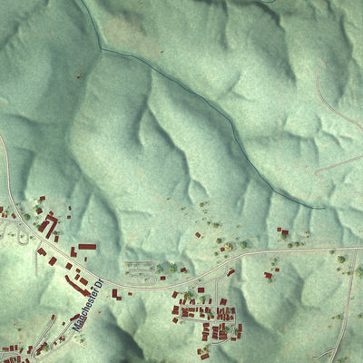 Close-up of the map of Bennett Springs, Missouri print showing street and building detail