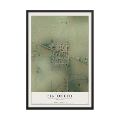 Map of Benton City, Missouri, 12 x 18 inch print in a black wood frame