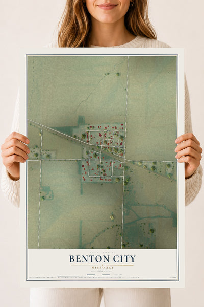 Map of Benton City, Missouri, 18 x 24 inch unframed archival matte print