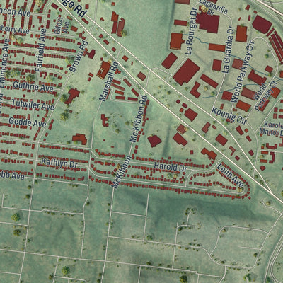 Second close-up of the map of Berkeley, Missouri print showing more streets and buildings