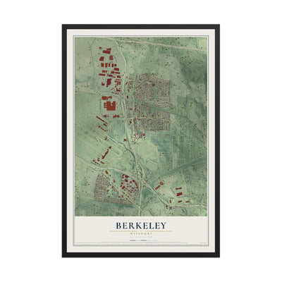 Map of Berkeley, Missouri, 12 x 18 inch print in a black wood frame