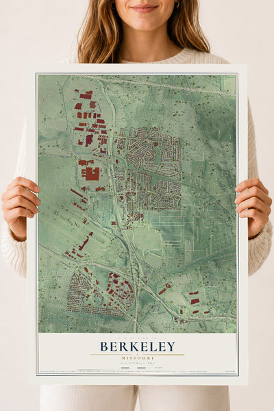 Map of Berkeley, Missouri, 18 x 24 inch unframed archival matte print