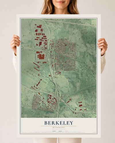 Map of Berkeley, Missouri, 24 x 36 inch unframed archival matte print