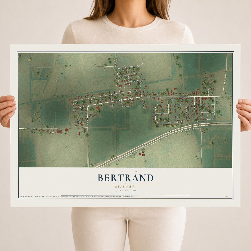 Map of Bertrand, Missouri, 18 x 24 inch unframed archival matte print
