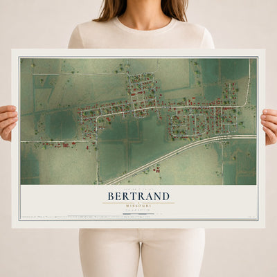 Map of Bertrand, Missouri, 18 x 24 inch unframed archival matte print