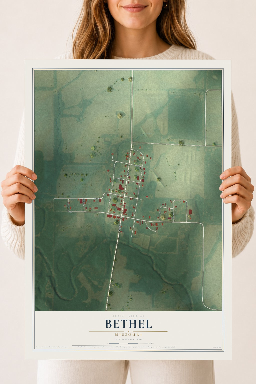 Map of Bethel, Missouri, 18 x 24 inch unframed archival matte print