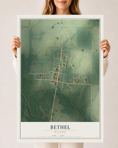 Map of Bethel, Missouri, 24 x 36 inch unframed archival matte print