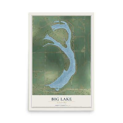 Map of Big Lake, Missouri, 12 x 18 inch unframed archival matte print