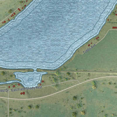 Second close-up of the map of Big Lake, Missouri print showing more streets and buildings