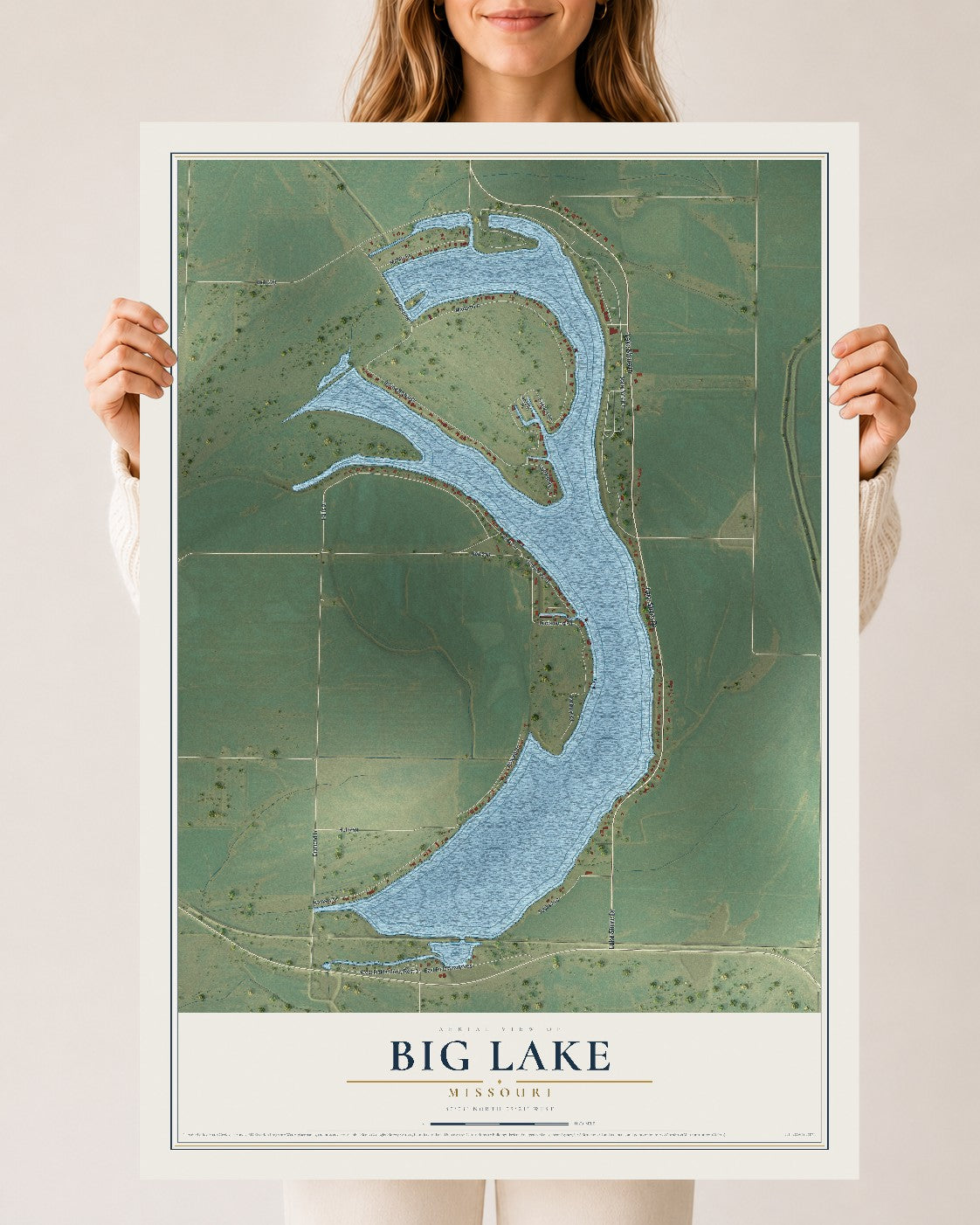 Map of Big Lake, Missouri, 24 x 36 inch unframed archival matte print
