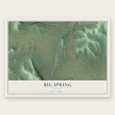 Big Spring, Missouri map print, the full design